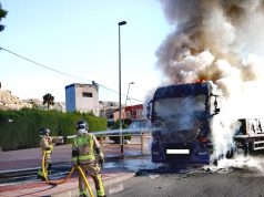 Arde un camión en la Gran Vía de Mula